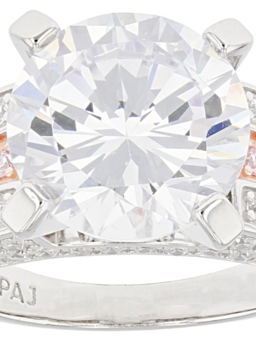 Bella Luce Pink & White Platinum & 18K Rose Gold Plated Ring 11.85ctw. Size 10